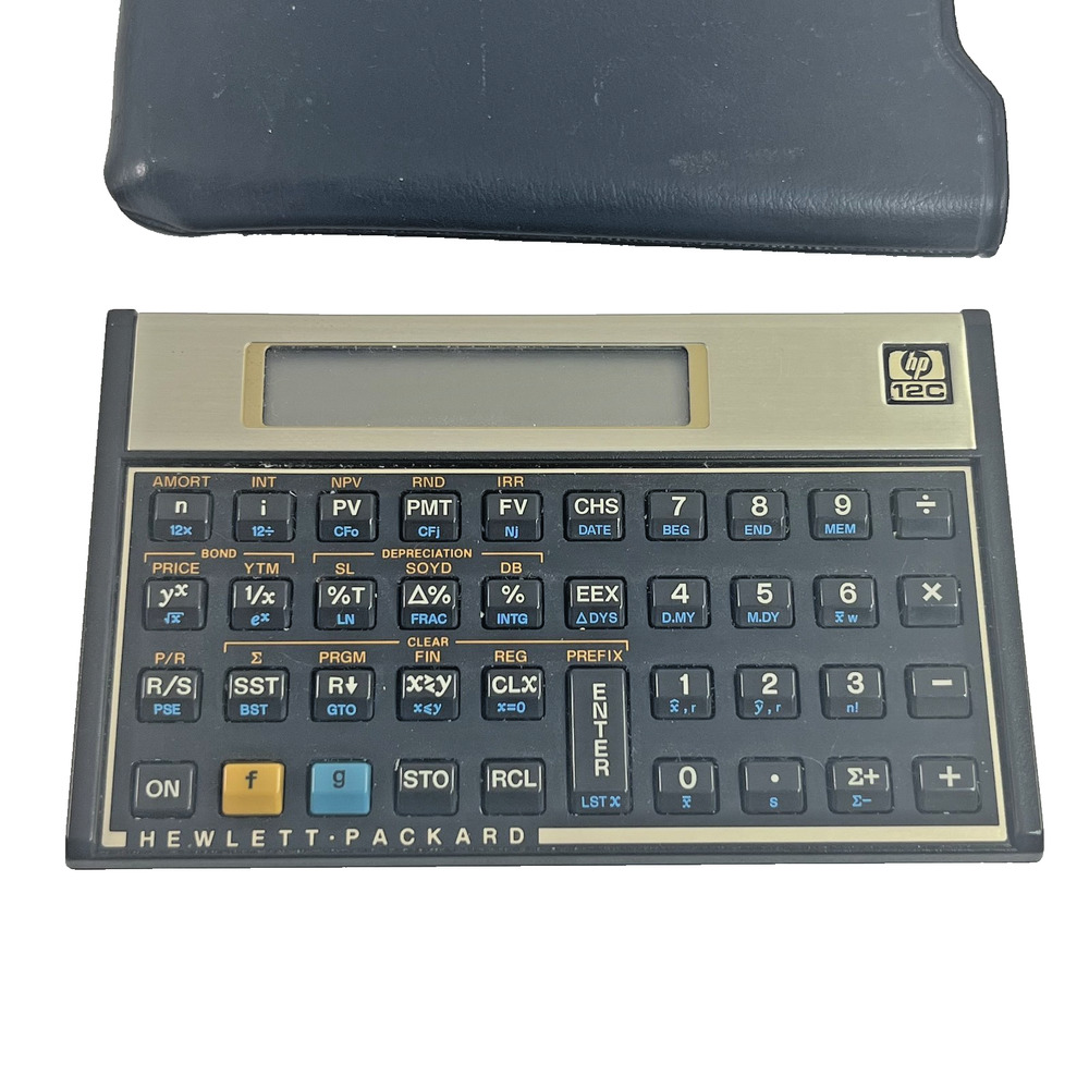 HP 12C Financial Calculator Unisex Black with Case